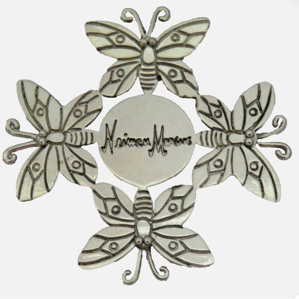 Vintage 90s Emilia Castillo Neiman Marcus Silver Butterfly Scarf Clip Brooch